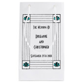 Blauwe Art Deco Design Bruiloft Klein Cadeauzakje (Voorkant)