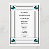 Blauwe Art Deco Design Bruiloft Menu (Achterkant)