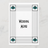 Blauwe Art Deco Design Bruiloft Menu (Voorkant)