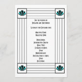 Blauwe Art Deco Design Bruiloft Programmakaart (Achterkant)