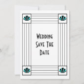 Blauwe Art Deco Design Bruiloft Save The Date (Voorkant)