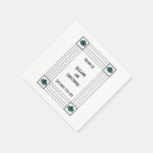 Blauwe Art Deco Design Bruiloft Servet (Hoek)