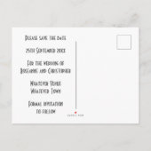 Blauwe Art Deco Design Bruiloft Sla de datum op Aankondigingskaart (Achterkant)