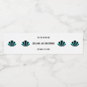 Blauwe Art Deco Design Bruiloft Waterfles Etiket (Enkel label)