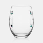Blauwe Art Deco Design Bruiloft Wijnglas Zonder Voet (Links)