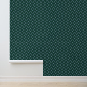 Blauwe Art Deco Diamanten op Groen Behang