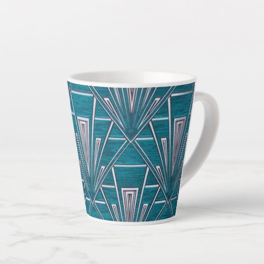 Blauwe Art Deco Latte Mok (Rechterhoek)