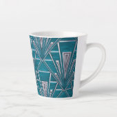 Blauwe Art Deco Latte Mok (Rechts)