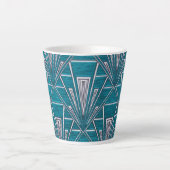Blauwe Art Deco Latte Mok (Voorkant)