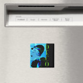 Blauwe Art Deco magneet (Insitu (Vaatwasser))