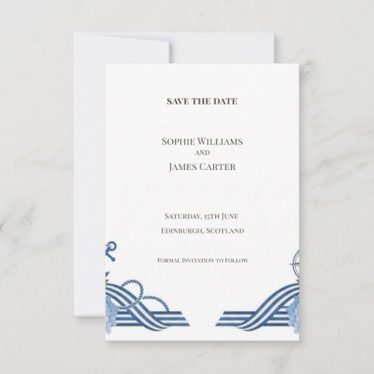 Blauwe Art Deco Save the Date Kaart (Voorkant)