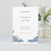 Blauwe Art Deco Save the Date Kaart (Staand voorkant)