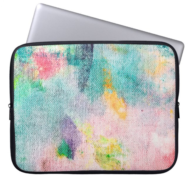 Blauwe artistiek. Witte hedendaagse presentatie. T Laptop Sleeve (Voorkant)