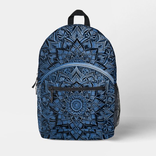 Blauwe Artistieke Mandala Rugzak (Voorkant)