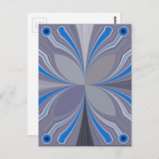 Blauwe Ash Grijs Polka Dot Texture Art Print Briefkaart (Voorkant / Achterkant)