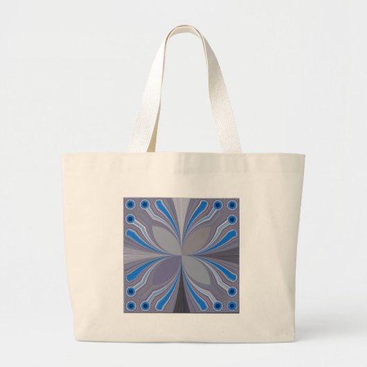 Blauwe Ash Grijs Polka Dot Texture Art Print Grote Tote Bag (Voorkant)