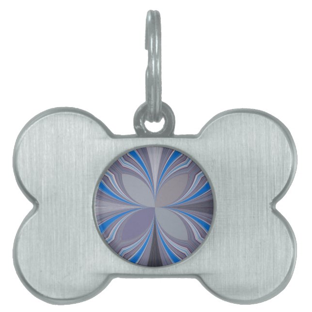 Blauwe Ash Grijs Polka Dot Texture Art Print Huisdieren Naamplaatje (voorkant)