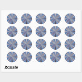 Blauwe Ash Grijs Polka Dot Texture Art Print Ronde Sticker (Vel)