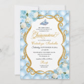 Blauwe Assepoester Glas Schoen Prinses Quinceanera Kaart (Voorkant)