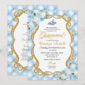 Blauwe Assepoester Glas Schoen Prinses Quinceanera Kaart (Voorkant / Achterkant)