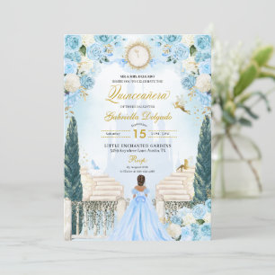 Blauwe Assepoester Prinses Fairy Quinceanera Kaart