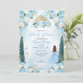 Blauwe Assepoester Sprookje Prinses Zoet Zestien Kaart (Staand voorkant)