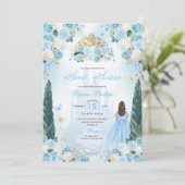 Blauwe Assepoester Sprookje Prinses Zoet Zestien Kaart (Staand voorkant)