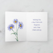 Blauwe Asters September Verjaardag Geboorte Maand  Kaart (Binnen)