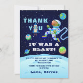 Blauwe Astronaut Aarde Buitenruimte Dag Bedankkaart (Voorkant)