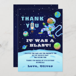 Blauwe Astronaut Aarde Buitenruimte Dag Bedankkaart
