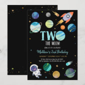 Blauwe astronaut buitenruimte twee de maan verjaar kaart (Voorkant / Achterkant)