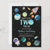 Blauwe astronaut buitenruimte Tweede verjaardag Kaart (Voorkant)