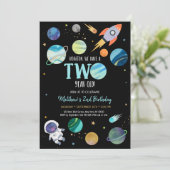 Blauwe astronaut buitenruimte Tweede verjaardag Kaart (Staand voorkant)