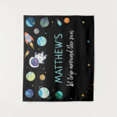 Blauwe astronaut buitenruimte verjaardag achtergro wandkleed (Voorkant)