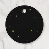 Blauwe astronaut buitenruimtevaart bedankjes labels (Achterkant)