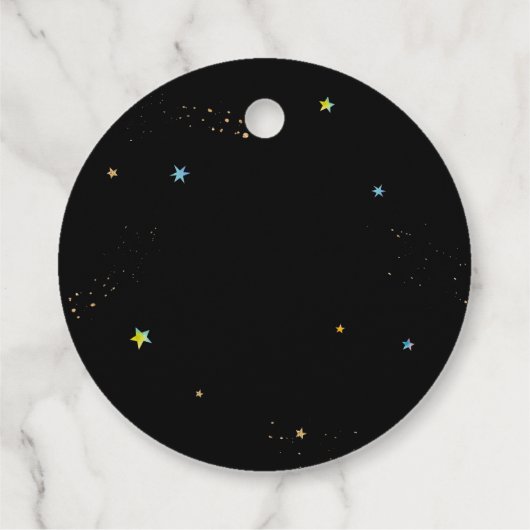 Blauwe astronaut buitenruimtevaart bedankjes labels (Achterkant)