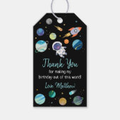 Blauwe astronaut buitenruimtevaart cadeaulabel (Voorkant)