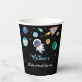 Blauwe astronaut buitenruimtevaart papieren bekers (Voorkant)