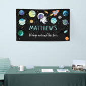 Blauwe astronaut buitenruimtevaart spandoek (Beurs)