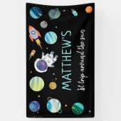 Blauwe astronaut buitenruimtevaart spandoek (Verticaal)