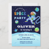 Blauwe astronaut Galaxy Buitenspatiefeest Birthday Kaart (Voorkant)