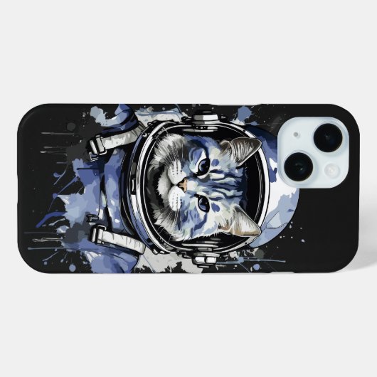 Blauwe Astronaut Kat Splash Ontwerp Case-Mate iPhone Case (Achterkant (horizontaal))