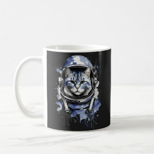Blauwe Astronaut Kat Splash Ontwerp Koffiemok