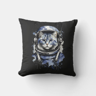 Blauwe Astronaut Kat Splash Ontwerp Kussen