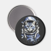 Blauwe Astronaut Kat Splash Ontwerp Magneet (Voorkant / Achterkant)