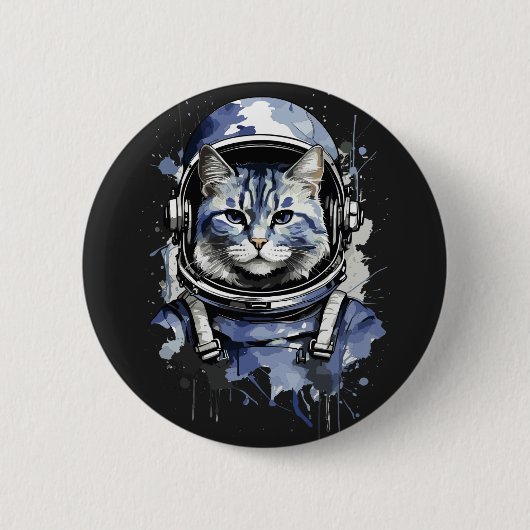 Blauwe Astronaut Kat Splash Ontwerp Ronde Button 5,7 Cm (Voorkant)