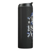Blauwe Astronaut Kat Splash Ontwerp Thermosbeker (Gedraaid links)