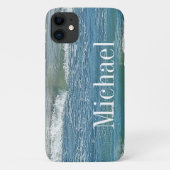 Blauwe Atlantische Oceaan Shore Eenvoudige Grote P Case-Mate iPhone Case (Achterkant)