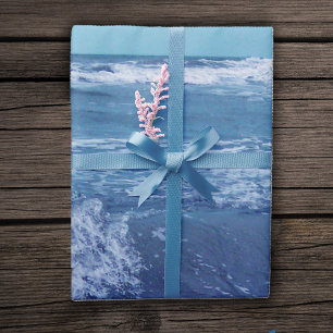 Blauwe Atlantische oceaangolven wolken hemelfoto Cadeaupapier