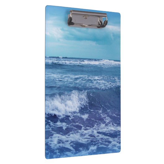 Blauwe Atlantische oceaangolven wolken hemelfoto Klembord (Rechts)